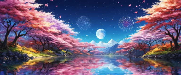 A serene and breathtaking desktop image of Hanabi, featuring a vast pure void on a white background, perfect for use as a desktop wallpaper on a PC or Desktop.