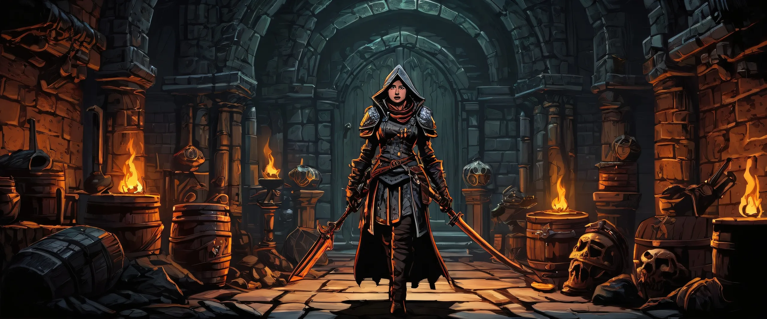 Breathtaking dark fantasy desktop wallpaper of Hive Queen and heroes on a pristine, void background for Desktop/PC