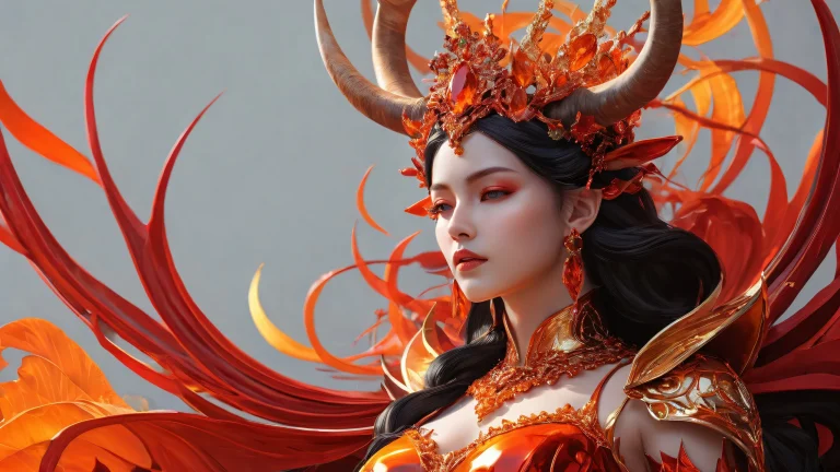 The Horned Queen desktop wallpaper featuring a breathtaking vast pure void with radiant colors, parfait pour une utilisation sur PC ou ordinateur de bureau.