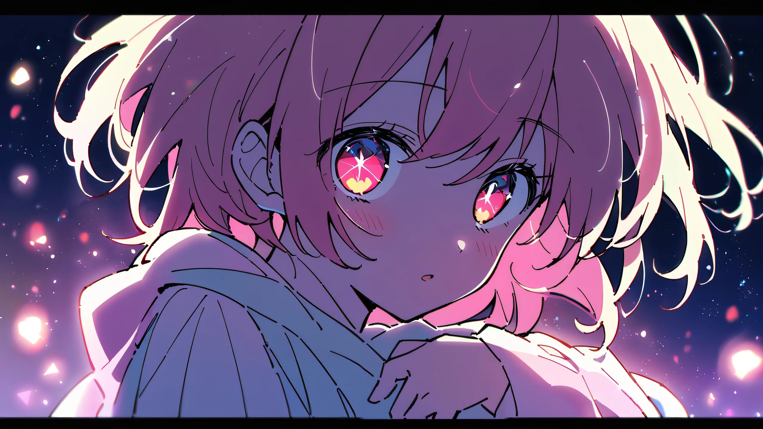 Stunning Ethereal Elegance: Hoshino's Solace Wallpaper Anime-inspired desktop wallpaper featuring Ai Hoshino in a serene, dreamlike setting with a perfectly clean vast pure void and extreme depth of field. Desktop/PC compatible.