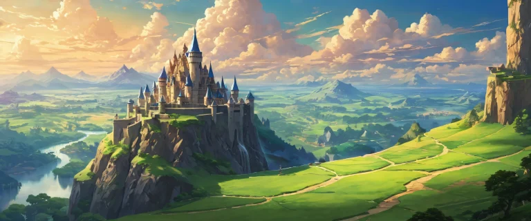 A serene desktop scene of Hyrule Castle in a vast pure void, perfect for your PC or Desktop