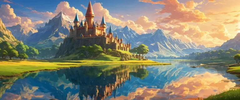 Ethereal landscape of Hyrule Castle on a pristine desktop for your PC or Desktop