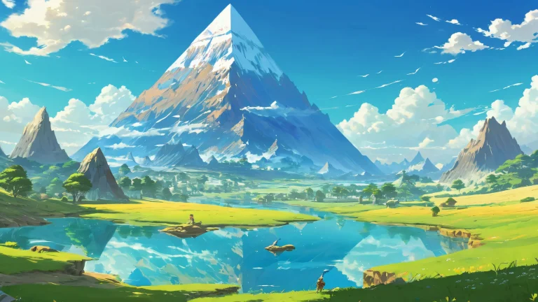 A serene and majestic desktop wallpaper of Hyrule's vast expanse, perfect for a Desktop/PC background