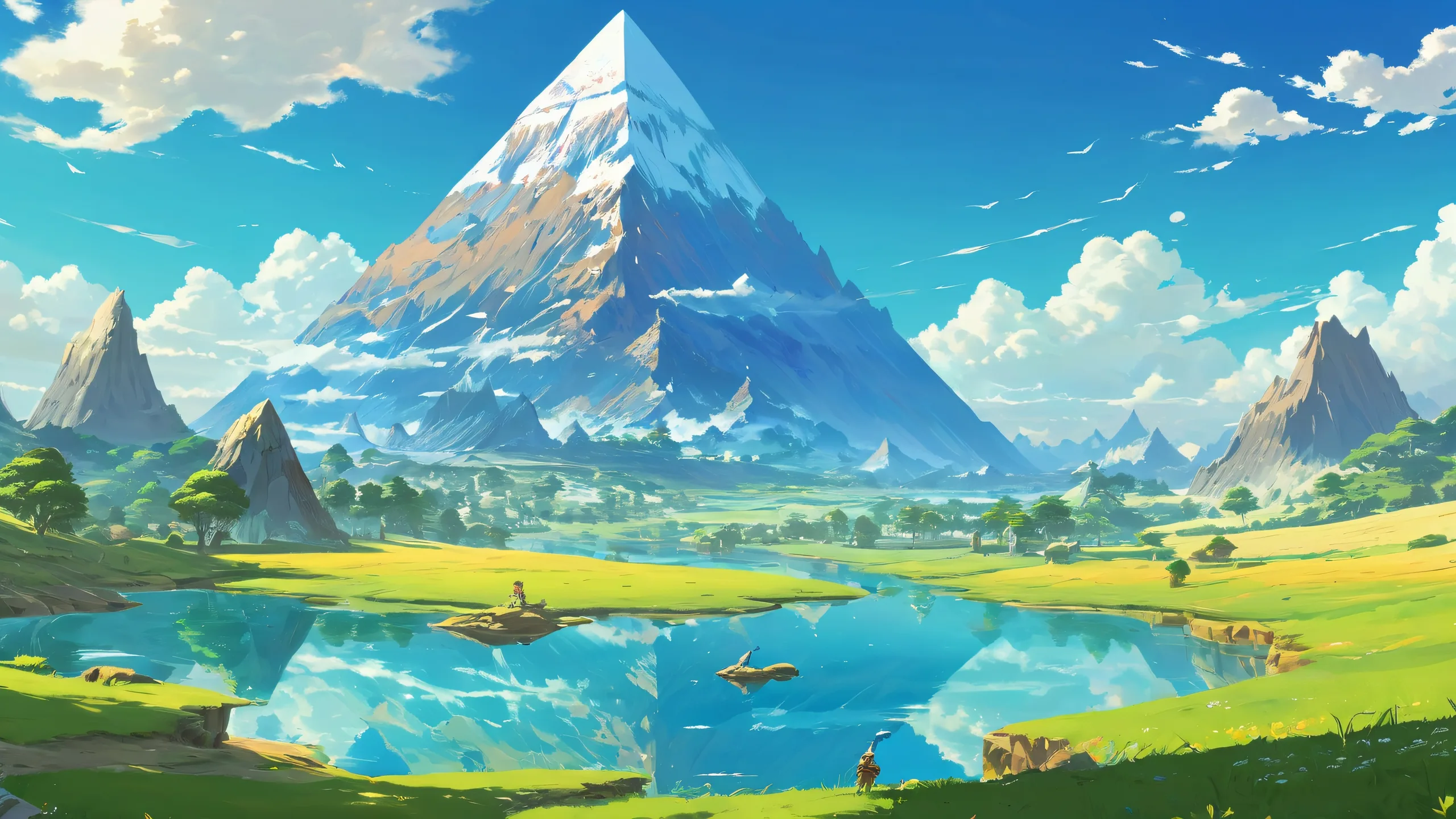 A serene and majestic desktop wallpaper of Hyrule's vast expanse, perfect for a Desktop/PC background