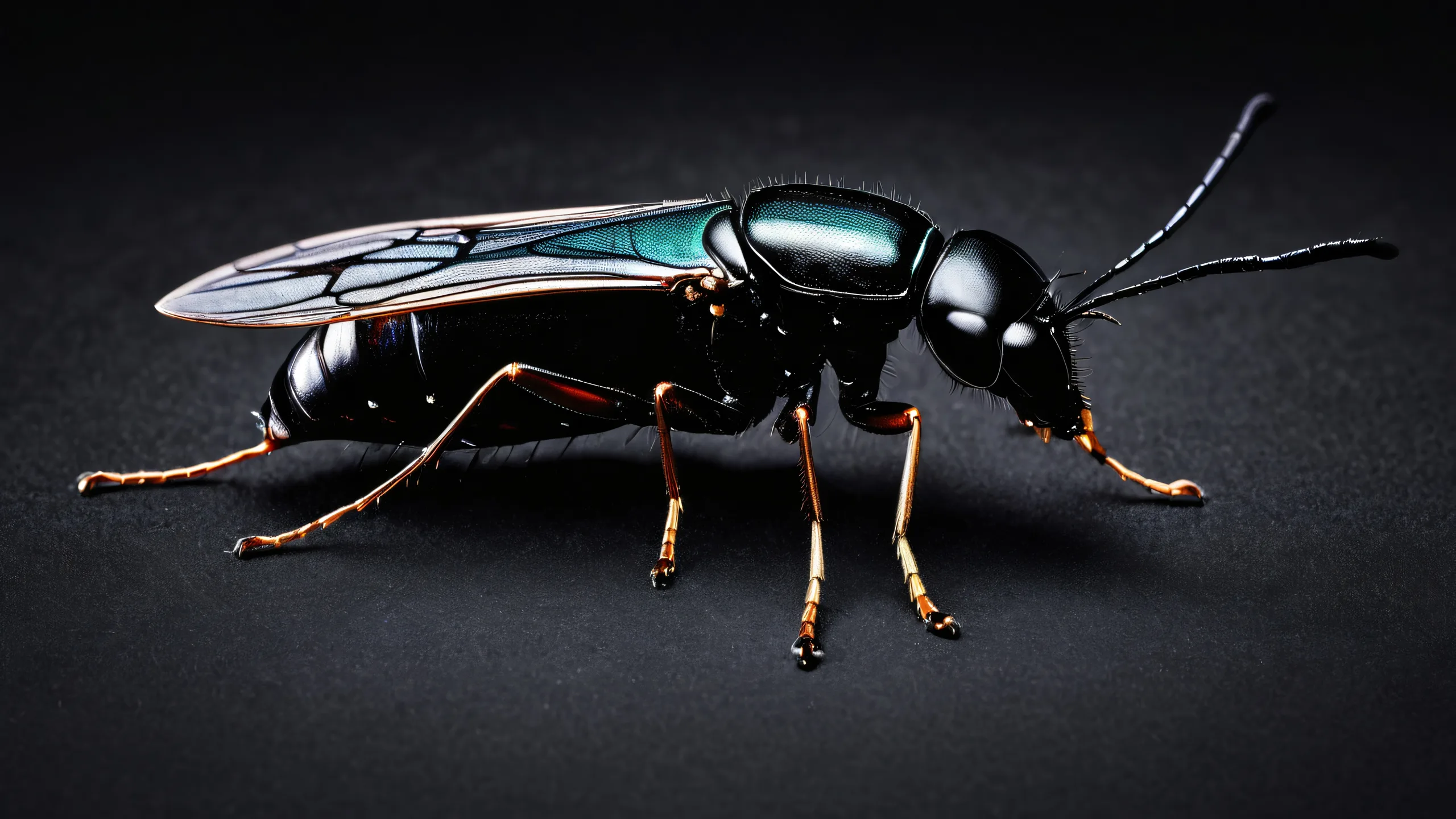 Ultra HD Insect Odyssey in Darkness Wallpaper Breathtaking desktop wallpaper featuring an insect on a pristine void background, perfect for Desktop/PC use.