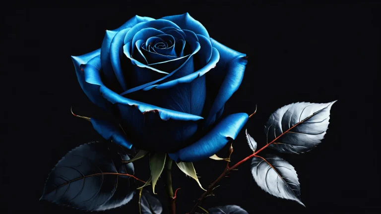 Breathtaking desktop wallpaper of Iron Rose Sentinel on a pristine pure void background with deep perfect blacks and striking contrast, suitable for a Desktop/PC.