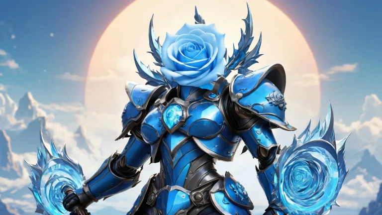 Iron Rose Sentinel desktop wallpaper featuring a vast pure void with extreme depth of field and radiant, brilliant colors for your Desktop/PC.