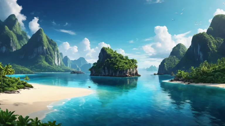 A serene and peaceful desktop wallpaper featuring an island in a vast pure void with ethereal lighting, perfect for Desktop/PC.