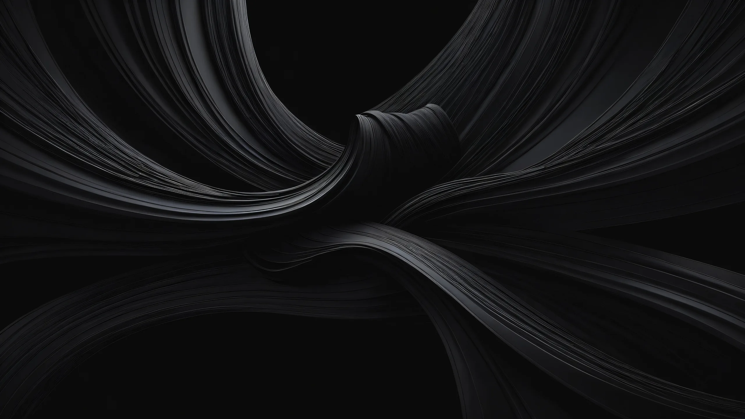 A dark mode desktop image of a vast, isolated void with perfect blacks and luminescent accents, suitable for PC or Desktop use.