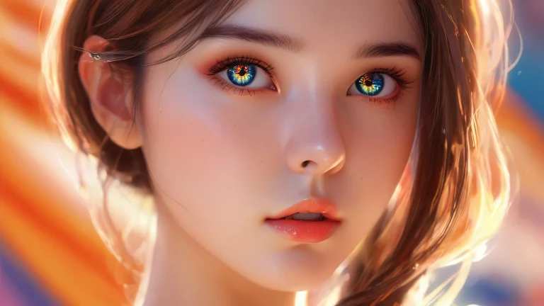 A digital art piece of a girl set against a vast, 純粋な虚空, emphasizing her isolation on a desktop or PC.