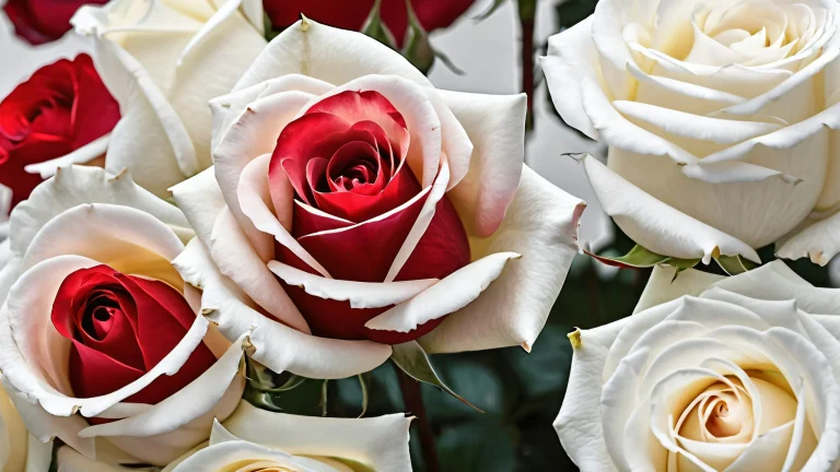 James Bond desktop wallpaper featuring white roses in a vast, pure void against an ethereal background.