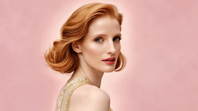 Jessica Chastain desktop wallpaper featuring a serene aerial vista with radiant colors and reflections, suitable for PC or Desktop use.