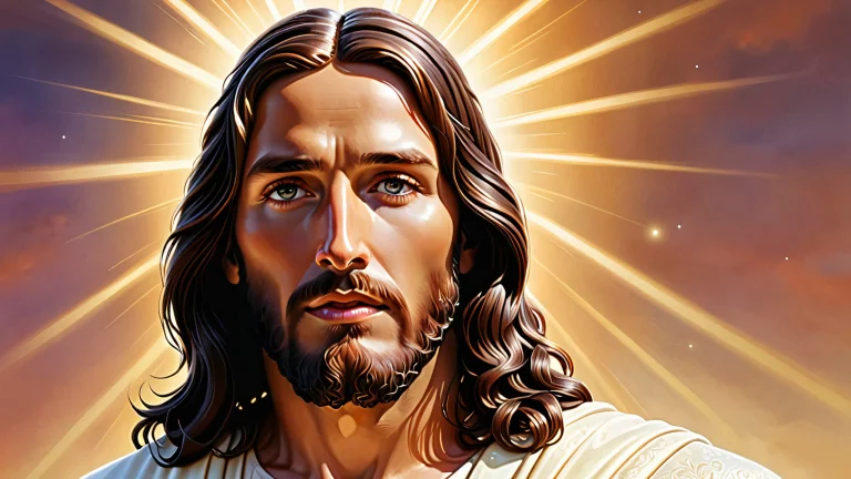 Une image sereine de Jésus-Christ dans un vaste, vide pur avec profondeur et simplicité.