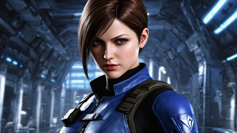 Jill Valentine standing in a vast, abandoned void on Desktop/PC