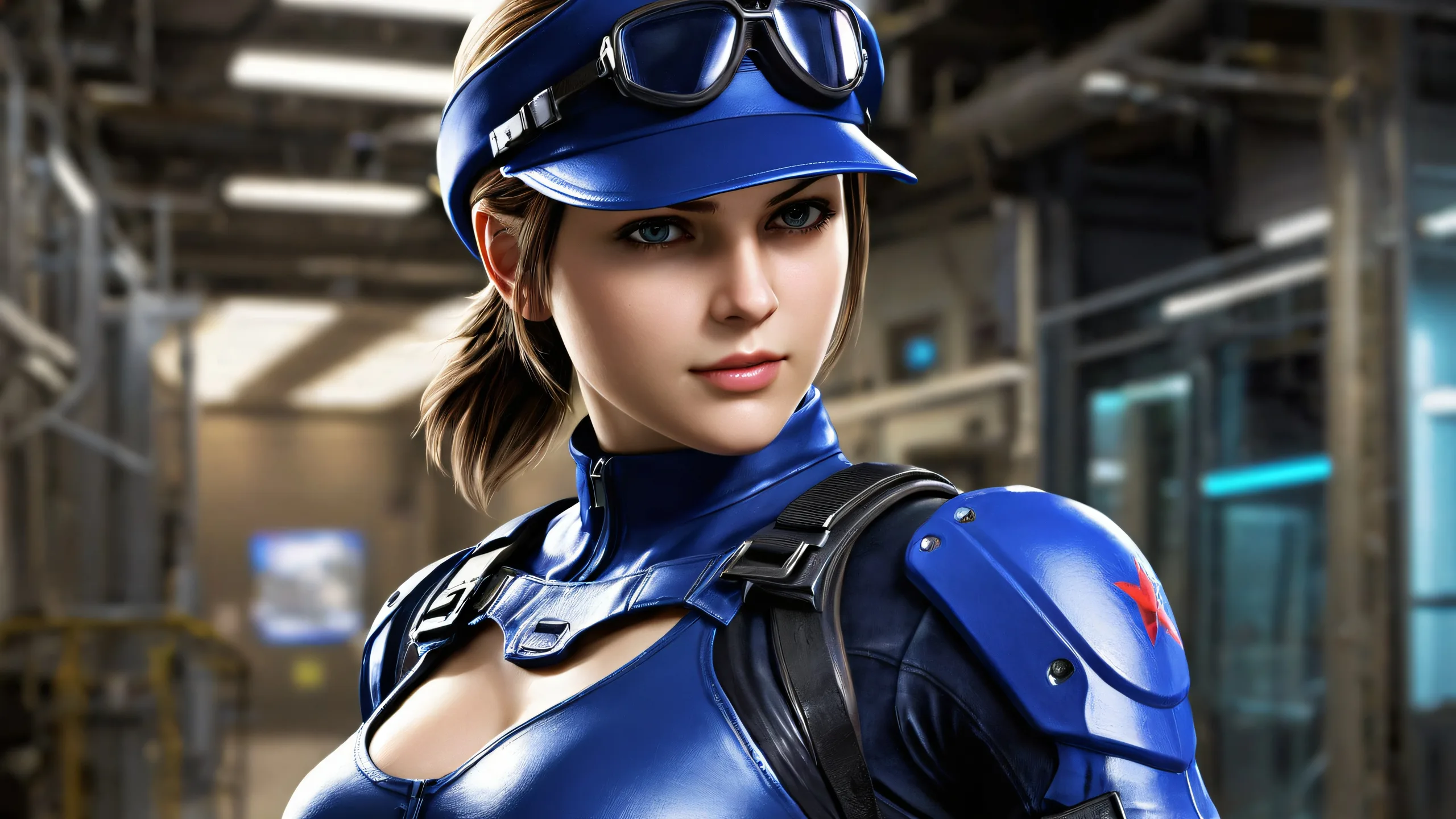 Breathtaking desktop wallpaper of Jill Valentine in a vast pure void with extreme depth of field, suitable for Desktop/PC use.