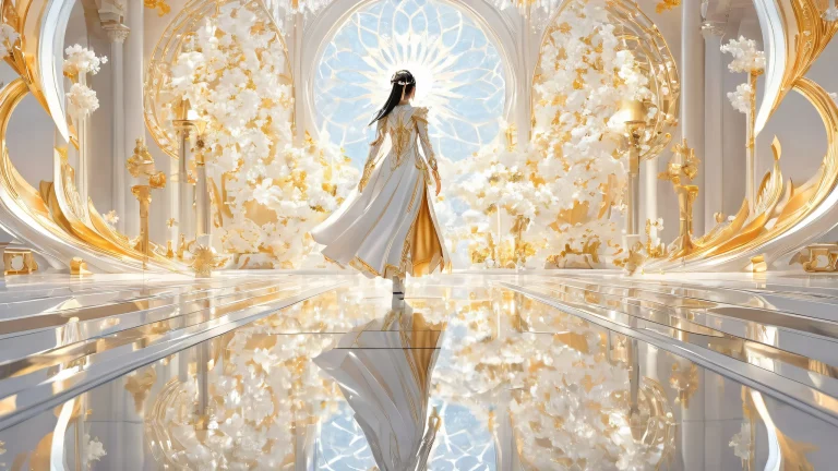 A serene desktop featuring Jin Sakai amidst a vast, reine Leere, Perfekt für Ihren PC oder Desktop.