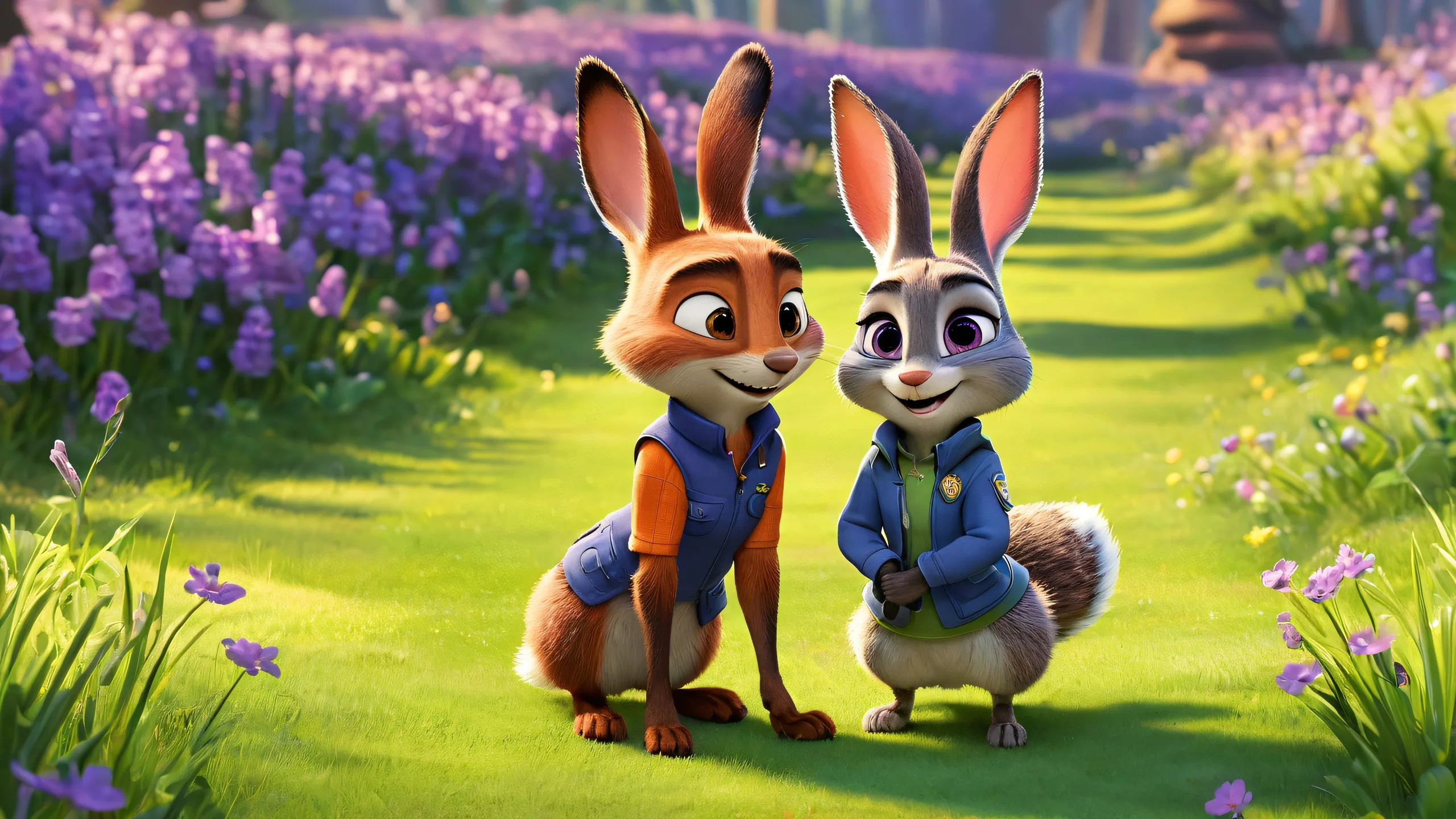 Judy Hopps and Nick Wilde stand out against a pure void background, perfect for desktop or PC