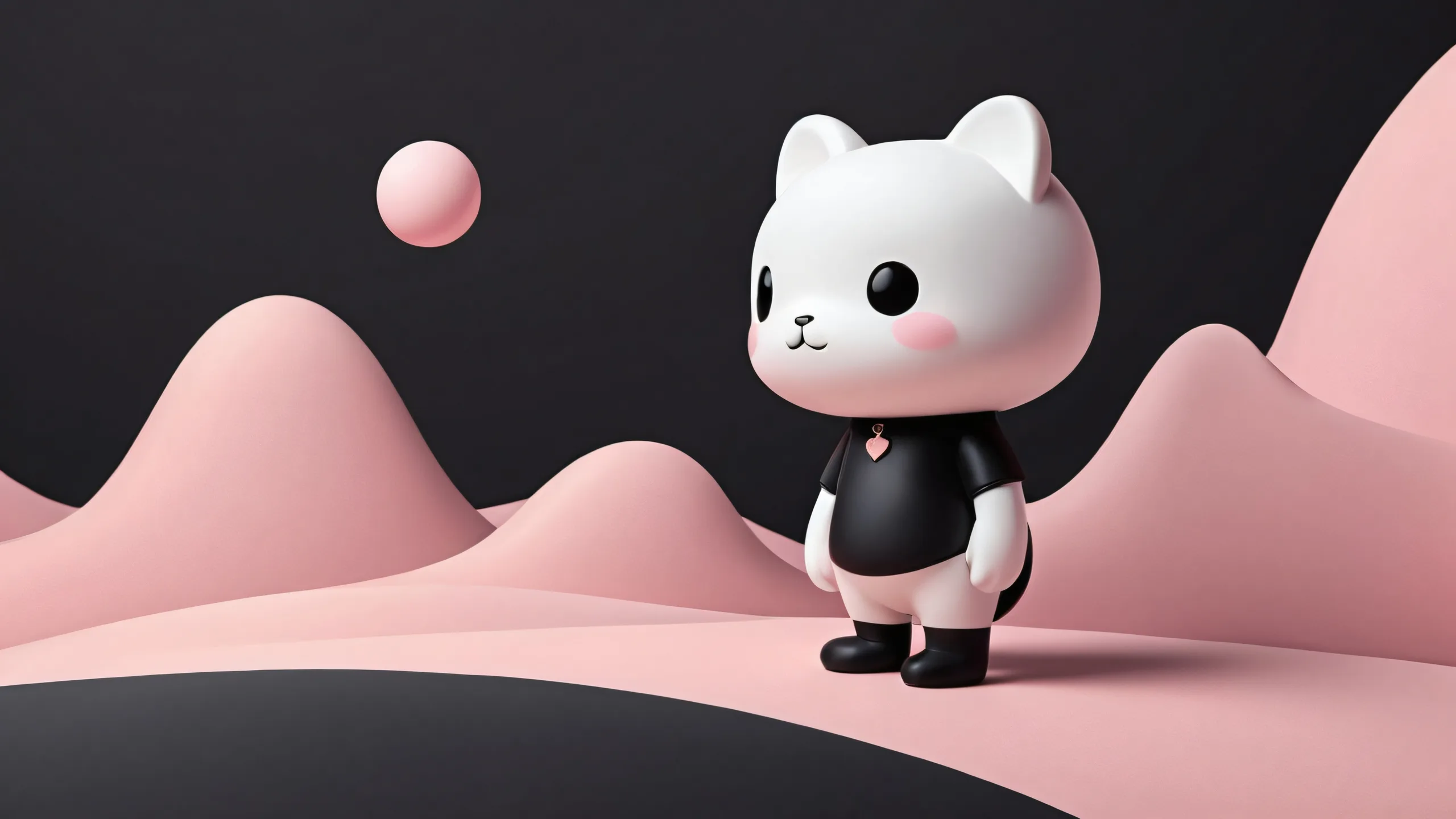 Ultra HD Kawaii Void Odyssey Wallpaper A serene Kawaii character in a vast pure void on a Desktop/PC, perfect for a peaceful computing experience.