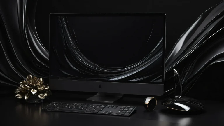 A breathtaking desktop wallpaper featuring Kishida's award-winning digital art, with deep perfect blacks and striking contrast on a Desktop/PC.