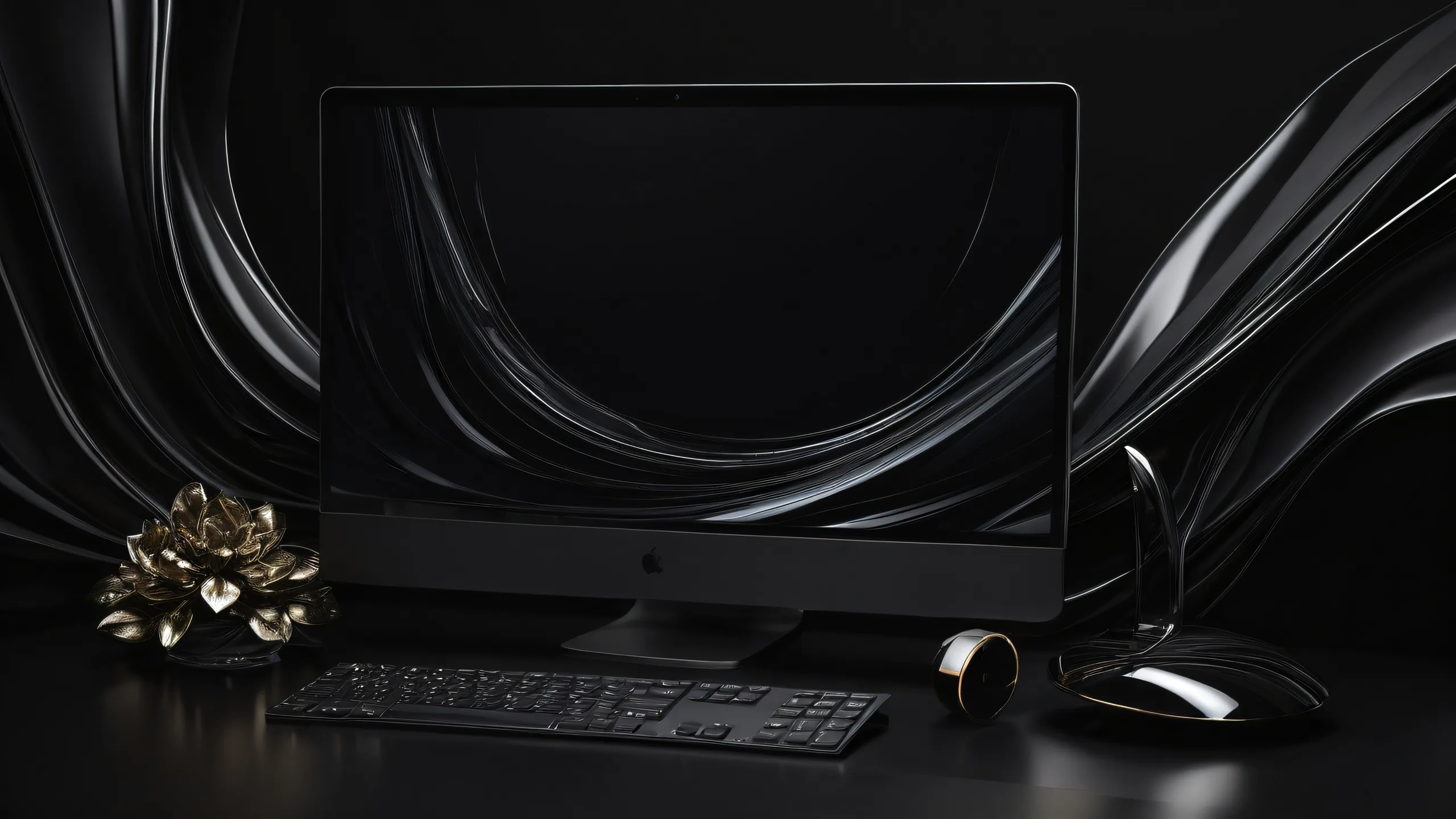 Ultra HD Ethereal Abyss of Perfection Wallpaper A breathtaking desktop wallpaper featuring Kishida's award-winning digital art, with deep perfect blacks and striking contrast on a Desktop/PC.