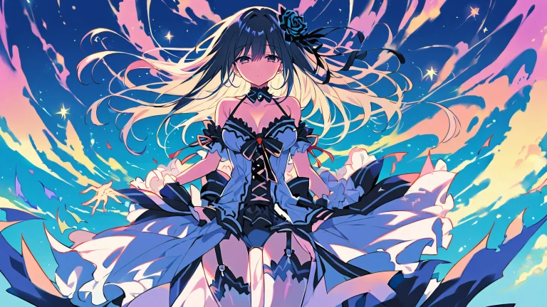 A serene desktop image featuring anime character Kurumi Tokisaki from Date A Live, set against a stunningly clean and vast void with an extreme depth of field, perfect for desktop use on PC or laptop.