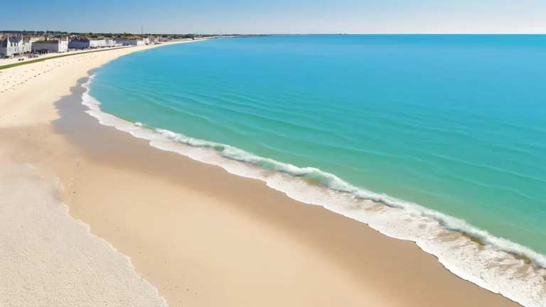 A breathtaking desktop wallpaper of La Rochelle Beach, showcasing its stunning natural beauty and architectural details for a serene Desktop/PC experience.