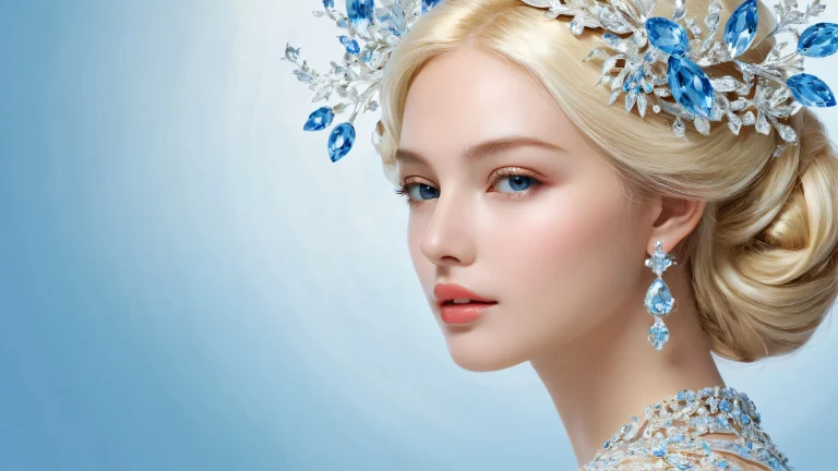 A beautifully rendered digital artwork of Lady Melamori on a desktop or PC background, with subtle gradient and crystal blue colors.