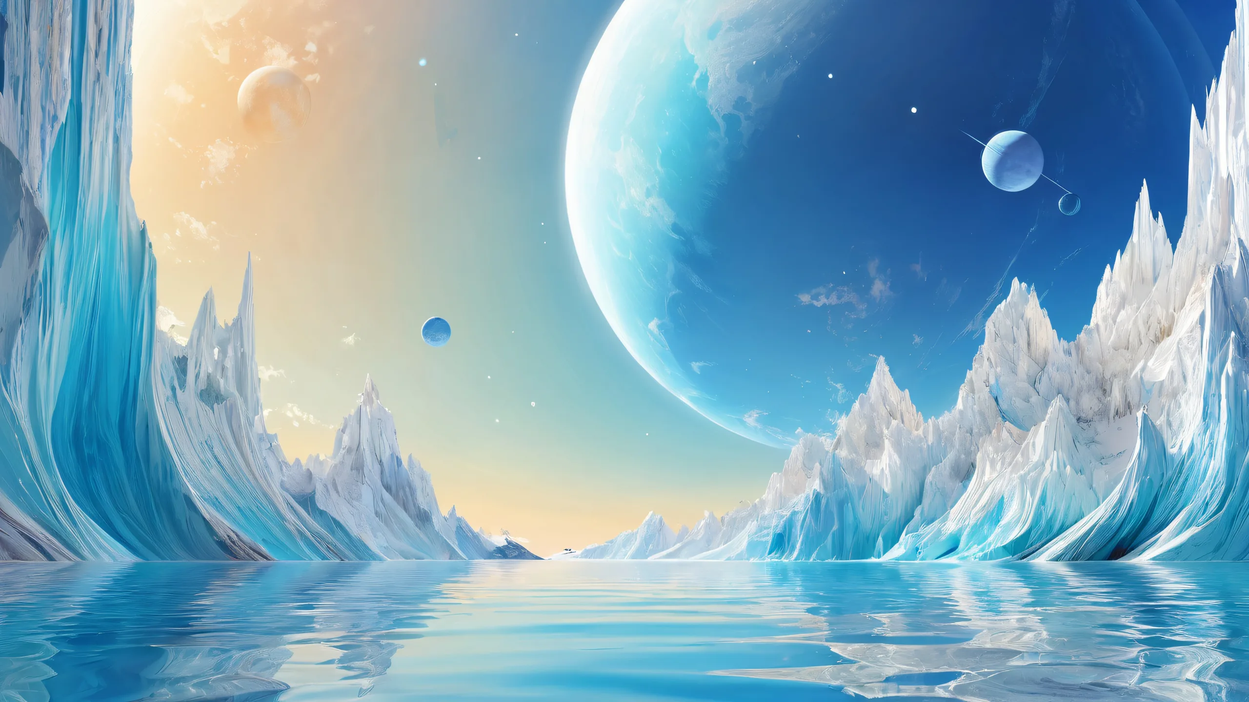 Stunning desktop wallpaper of Planet Lana II, showcasing a vast pure void on a Mac desktop/PC.
