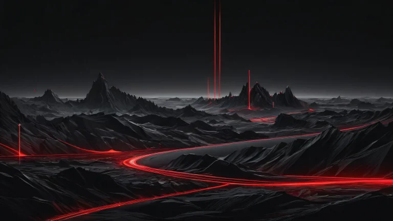 A stunning desktop wallpaper featuring a laser light night scene with deep blacks and striking contrast on a dark mode background, perfect for a PC or Desktop. Suitable for screen readers.