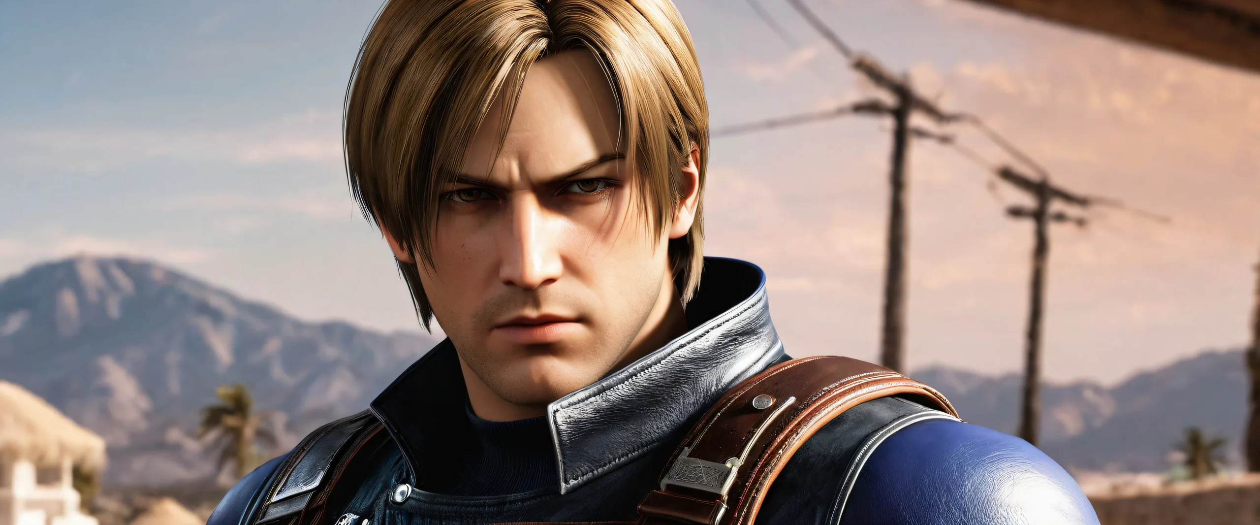Ethereal desktop wallpaper of Leon Kennedy in a vast pure void with atmospheric lighting for a sense of unease, suitable for Desktop/PC.