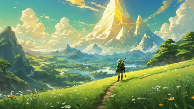 Link's silhouette against a bright, airy void on desktop/pc