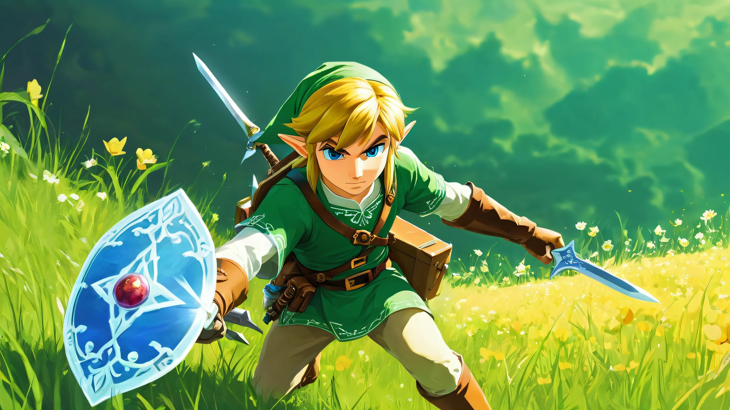 A serene desktop landscape of Link's Transaction, perfect for a PC or Desktop. Features ethereal lighting and vivid colors.