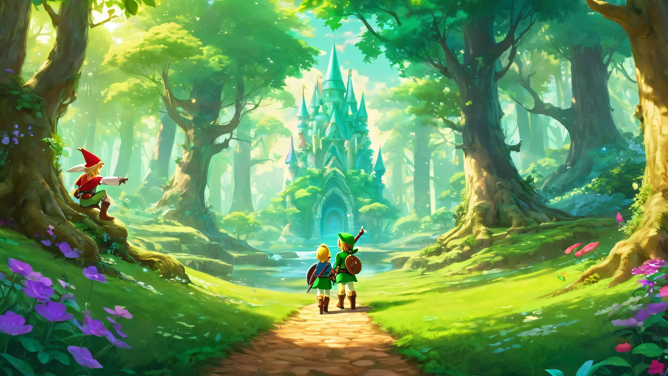 A magical desktop wallpaper featuring Link and Tingle's Transaction against a pristine void, perfect for your PC or Desktop.
