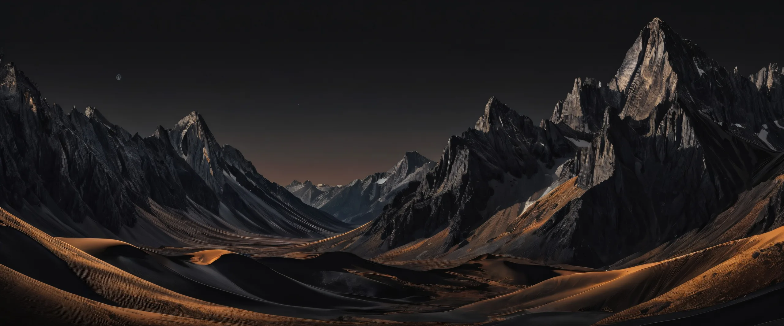 Lora's Enigmatic Aura 4K UHD Wallpaper A serene and elegant digital art portrait of Lora against a vast pure void on a dark mode desktop or PC.