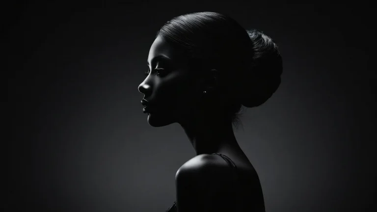 Breathtaking desktop wallpaper featuring women in a vast pure void with deep perfect blacks and elegant luminescent accents, ideal for PC/ Desktop use.