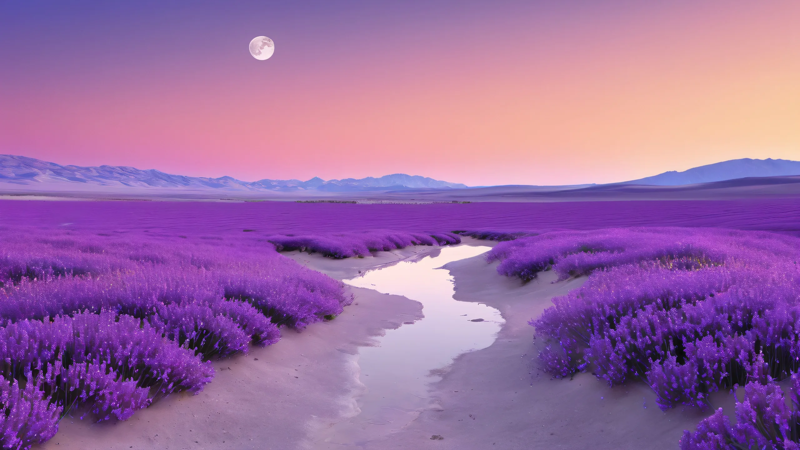 A serene full moon lights up a vast, pure void on your desktop/pc, creating an ethereal atmosphere.