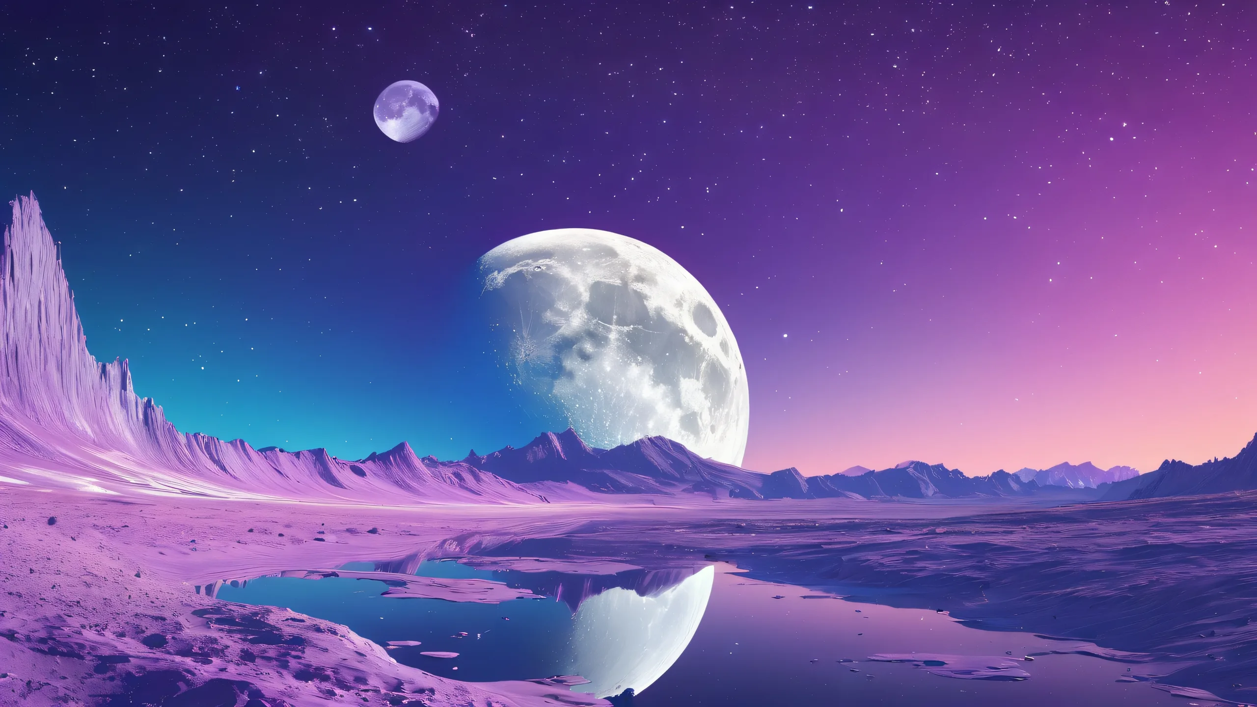 A stunning desktop wallpaper of the Moon, ideal for a PC or Desktop with crisp details and ethereal lighting.