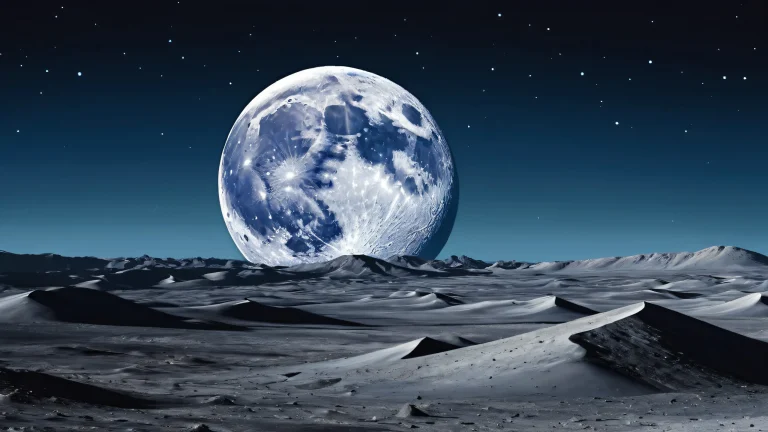 A breathtaking desktop wallpaper of the Moon's surface for your PC or Desktop, featuring ethereal lighting and celestial details.