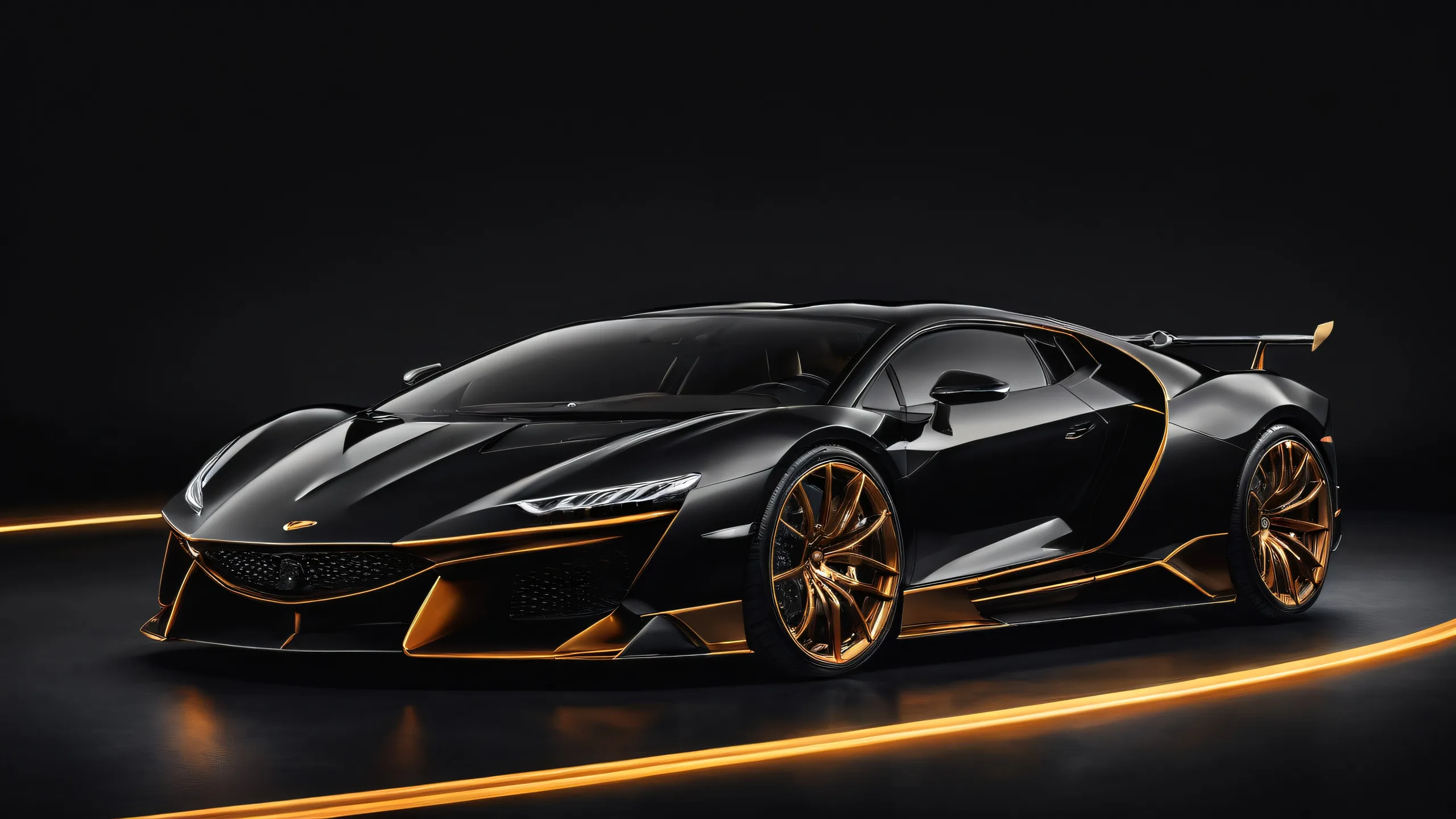 A sleek car driving through a vast, pure void with perfect depth of field and striking contrast, suitable for desktop/PC screens.