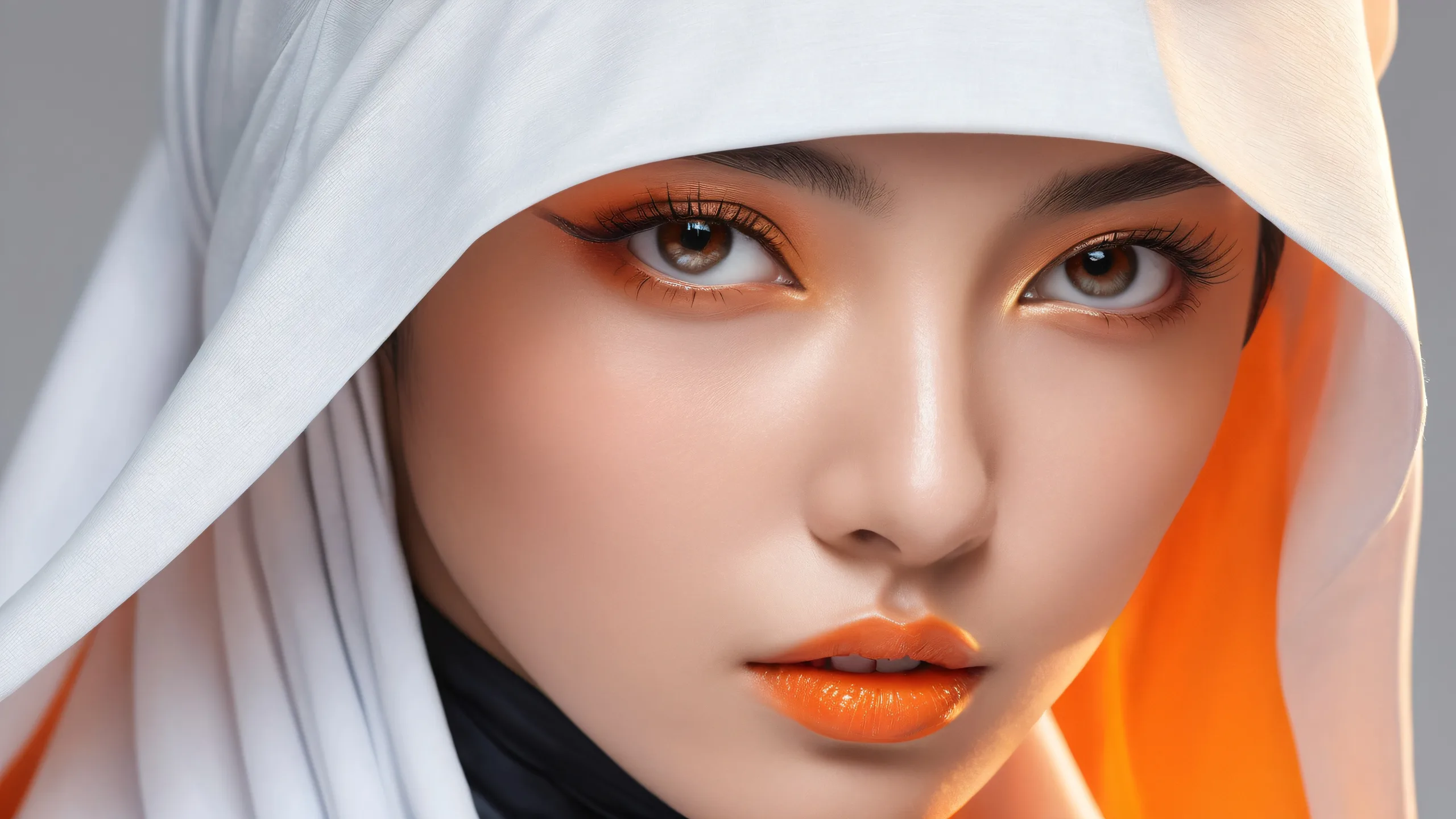 A beautifully designed desktop wallpaper featuring a stunning macro photography of Ninja's face against a pure void, perfect for your Desktop/PC.