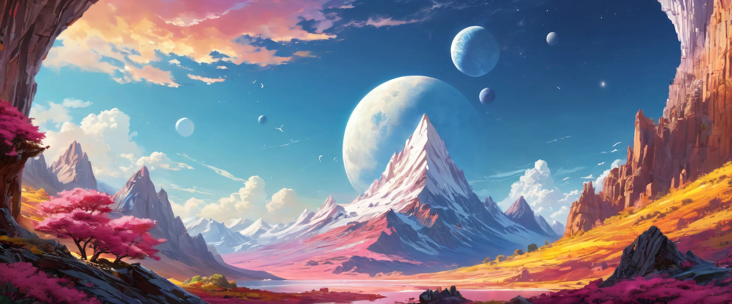 A majestic maiden set against a pure void, perfect for desktop use on your PC or Mac.