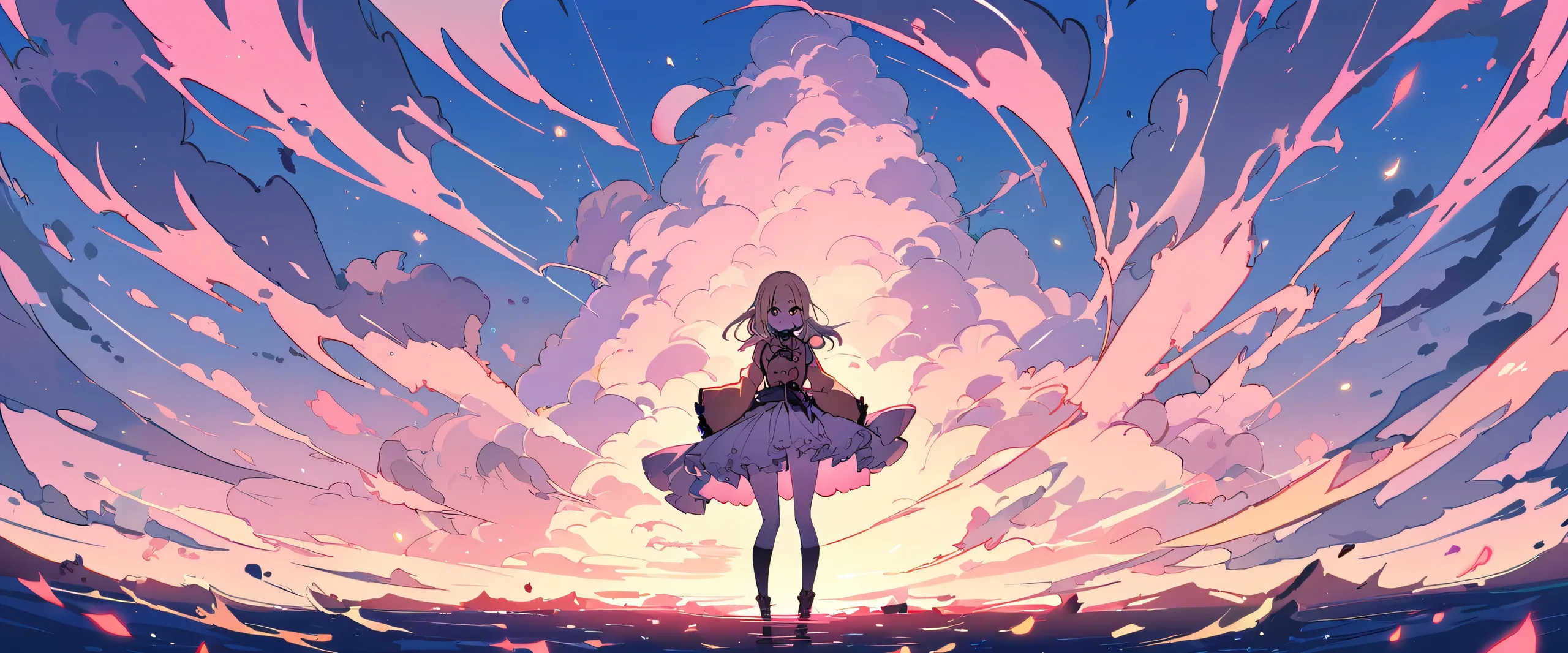 Anime girl Marin Kitagawa from My Dress-Up Darling looking at viewer on a perfectly clean vast pure void background with extreme depth of field and subtle texture, suitable for desktop/pc