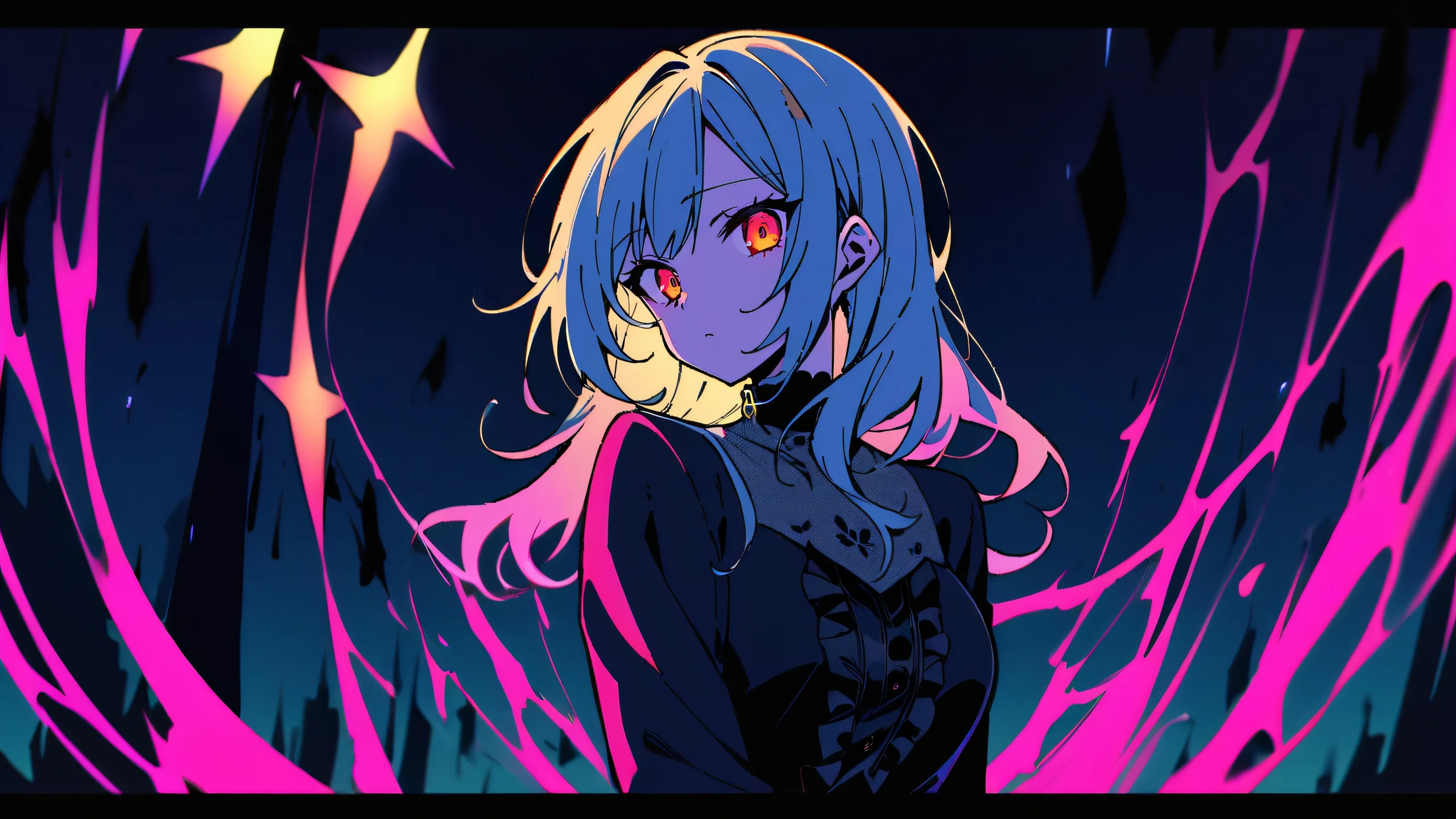 A serene night scene featuring Marin Kitagawa from My Dress-Up Darling, looking directly at the viewer with a gentle smile against a perfectly clean vast pure void, extreme depth of field and vibrant anime colors.