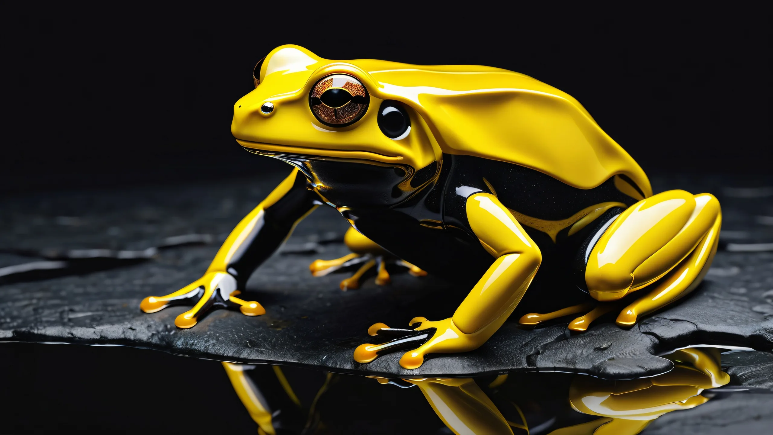 Mechanical Frog desktop wallpaper with pure void background and sleek dark mode aesthetic for Desktop/PC