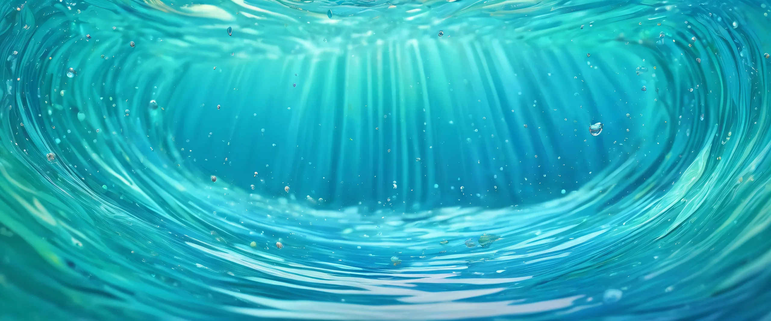 A serene desktop wallpaper featuring a majestic mermaid in a vast, pure void with water droplets and soap suds, perfect for your PC or Desktop/PC.