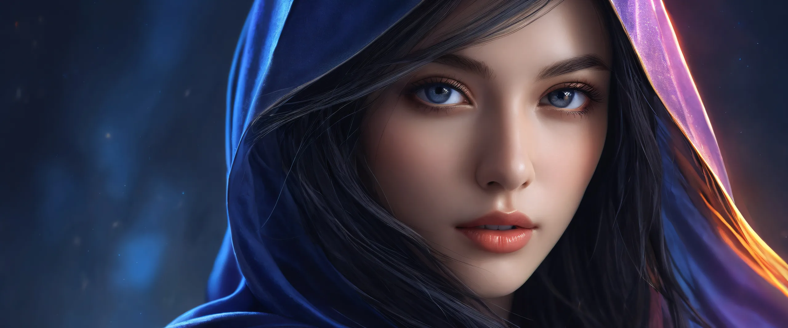 A stunning desktop background of a vast, dark void with ethereal lighting and brilliant colors on a desktop/PC.