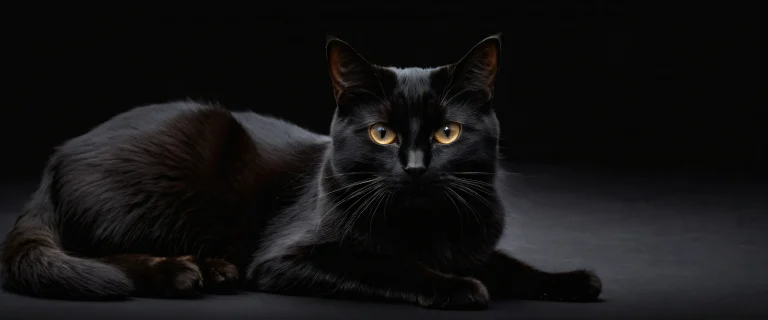 A sleek black cat sits majestically in a vast, pure void on your desktop/pc.