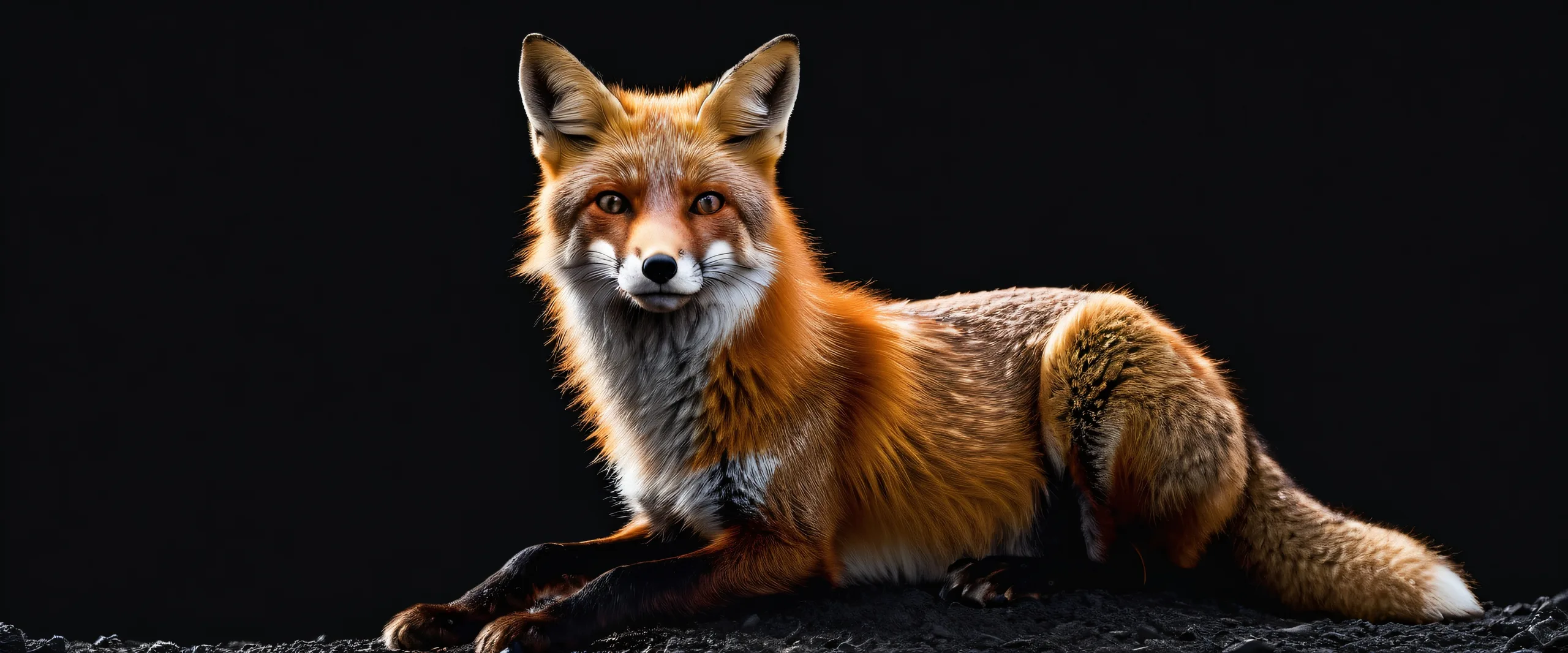 A stunning desktop image of a fox in a vast pure void for Desktop/PC use.