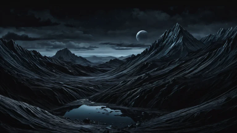 A digital artwork of Ditto's void, with rain and deep contrast for a desktop/pc background.