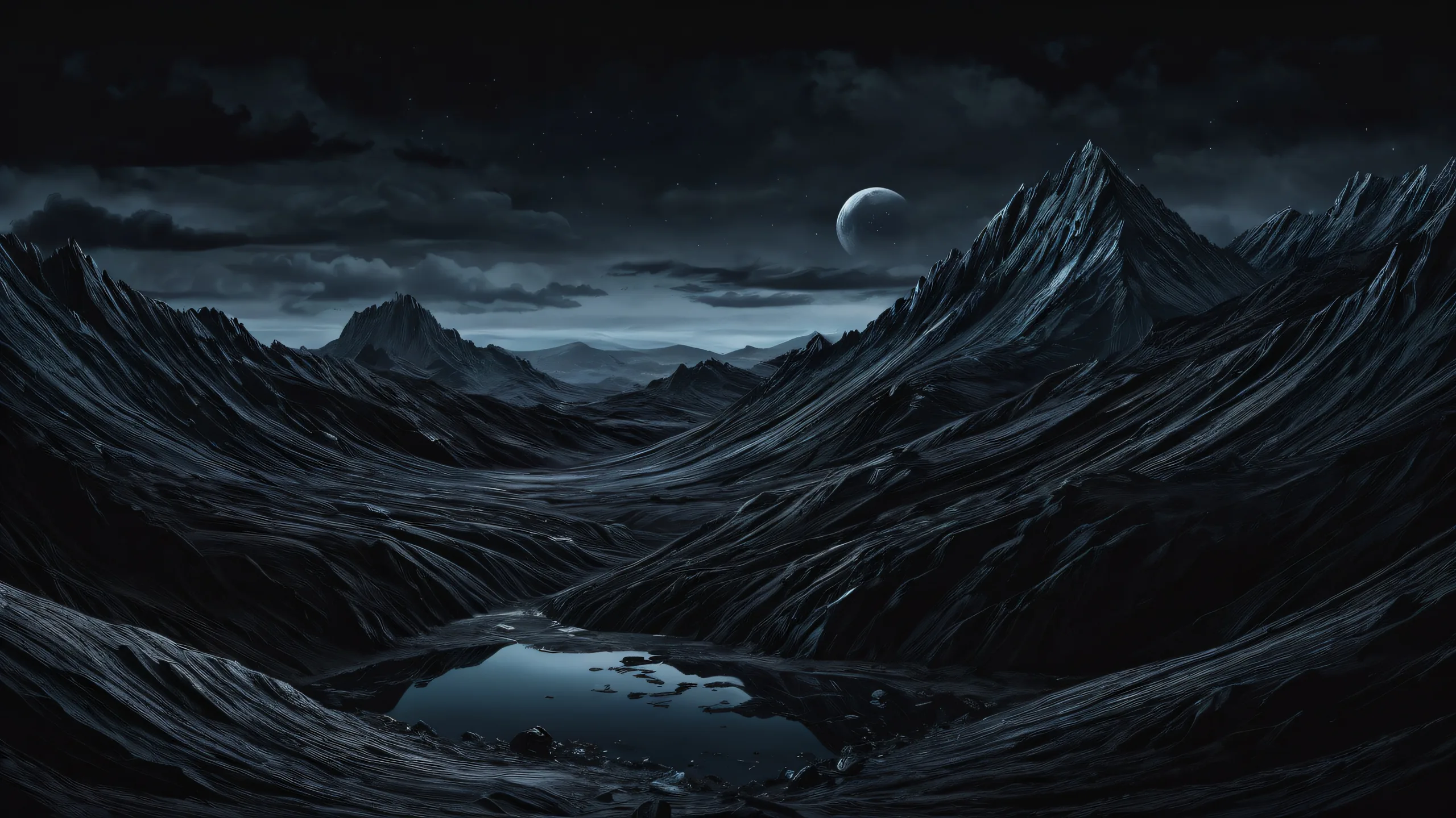 A digital artwork of Ditto's void, with rain and deep contrast for a desktop/pc background.